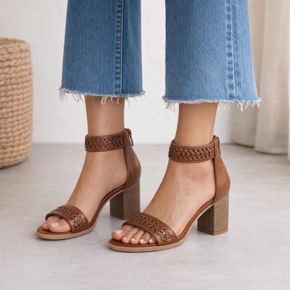 Chinese Laundry Shoes - Chinese Laundry Tan Braided Ankle Strap Block Heel Sandals